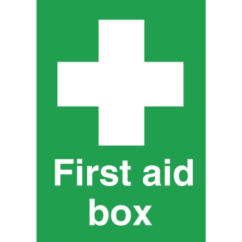 First Aid Box Sign Self Adhesive 150x100mm