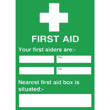 First Aiders/Nearest First Aid Box Sign S/A 300x200mm