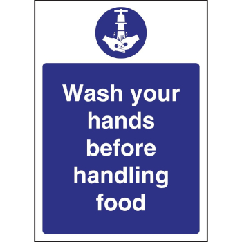 Wash Hands Before Handling Food Sign S/A 300x200mm