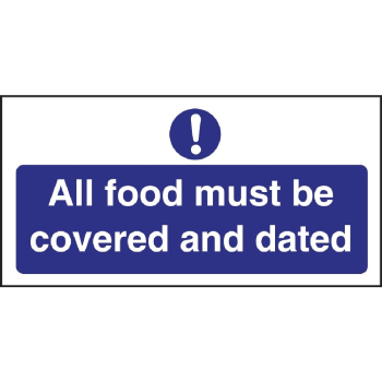 All Food Must Be Covered & Dated Sign S/A 100x200mm