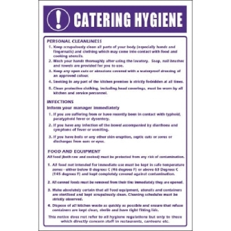 Catering Hygiene Sign Self Adhesive 300x200mm