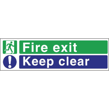 Fire Exit Keep Clear Sign Self Adhesive 150x450mm