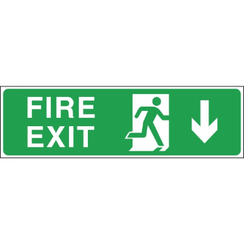 Fire Exit Down Arrow Sign Self Adhesive 150x450mm