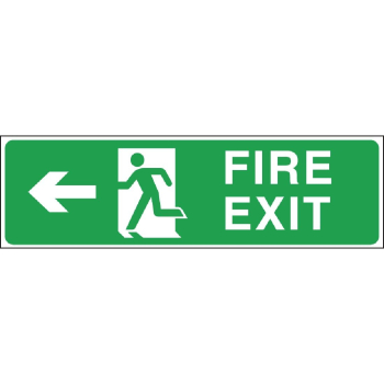 Fire Exit Left Arrow Sign Self Adhesive 150x450mm