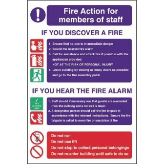 Fire Action Sign Self Adhesive 300x200mm