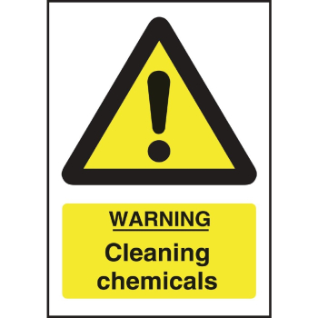 Warning Cleaning Chemicals Sign Self Adhesive 200x150mm