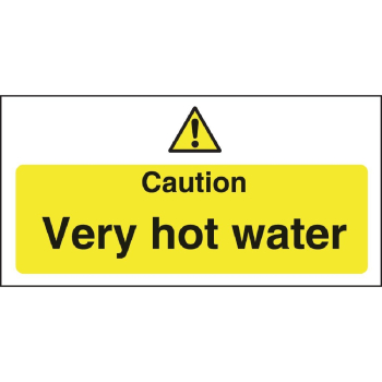 Caution Very Hot Water Sign Self Adhesive 100x200mm