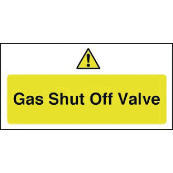 Gas Shut Off Valve Sign Self Adhesive 100x200mm